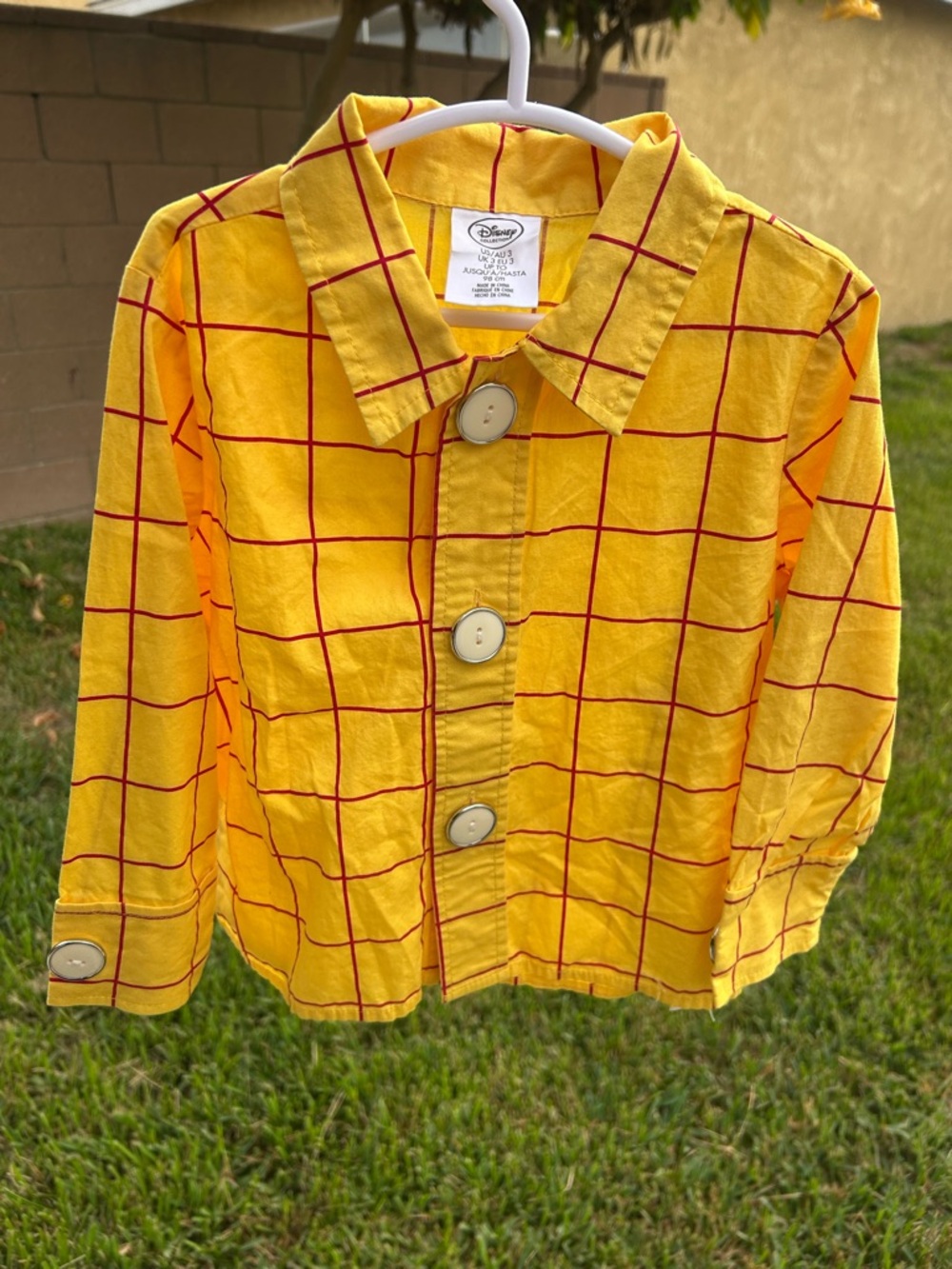 Disney store Toy Story Woody Yellow Button-Front with Red Windowpane Check